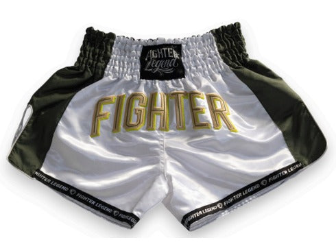 Short de Muay Thai Fighter Slim Blanco Olivo
