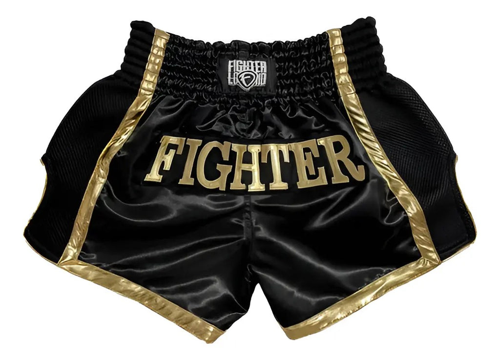 Short de Muay Thai Fighter Classic Negro/Oro